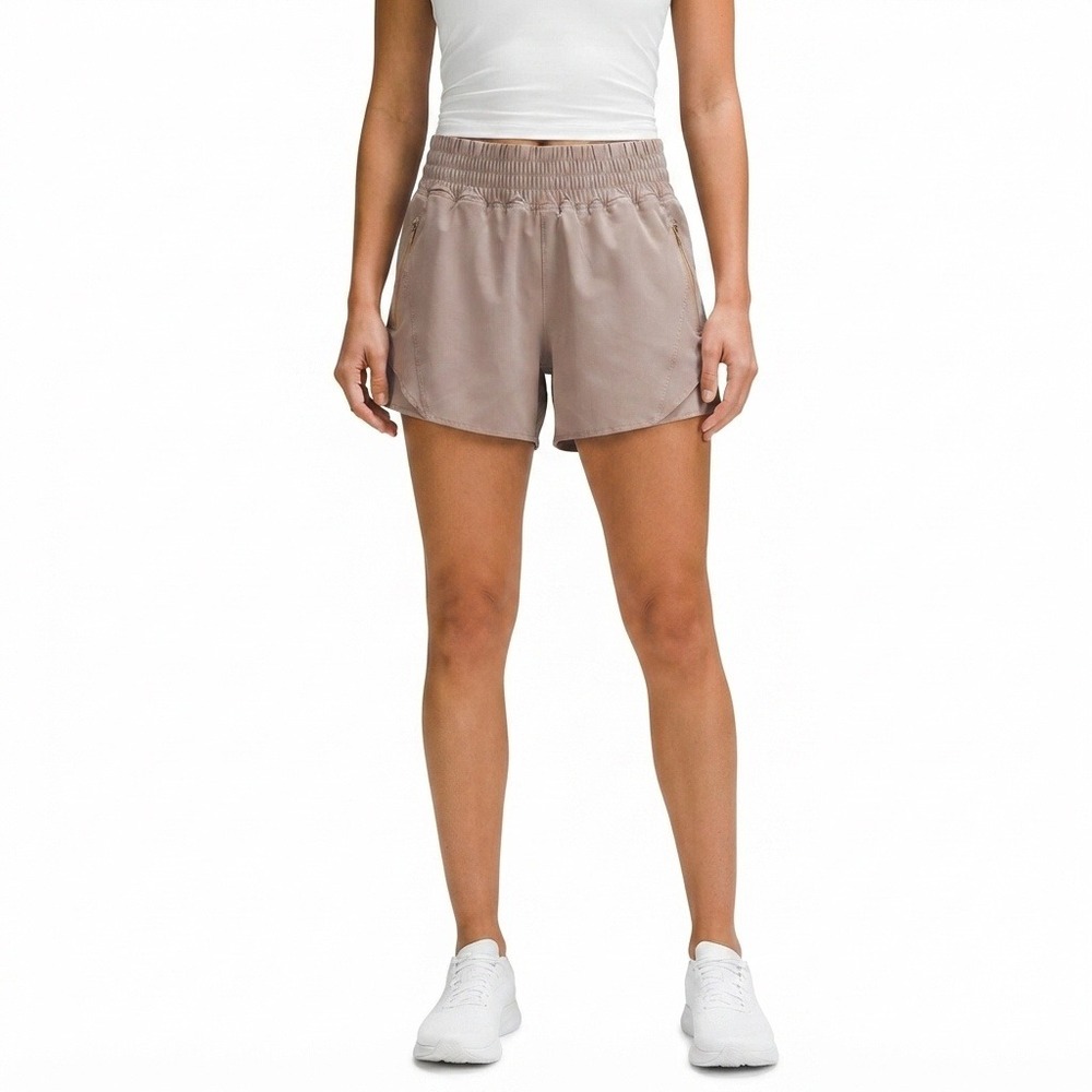 Baleaf Shorts Womens Medium Athletic RunningSmocked Waist Zipper Pockets Mauve
